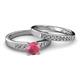 2 - Merlyn Classic Rhodolite Garnet and Diamond Bridal Set Ring 