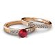 2 - Merlyn Classic Ruby and Diamond Bridal Set Ring 