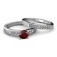 2 - Merlyn Classic Red Garnet and Diamond Bridal Set Ring 
