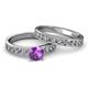 2 - Salana Classic Amethyst and Diamond Bridal Set Ring 