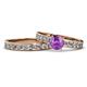 1 - Salana Classic Amethyst and Diamond Bridal Set Ring 