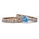 Salana Classic Blue Topaz and Diamond Bridal Set Ring Blue Topaz and Diamond Womens Engagement Ring Matching Diamond Band ctw K Rose Gold