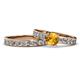 Salana Classic Citrine and Diamond Bridal Set Ring Citrine and Diamond Womens Engagement Ring Matching Diamond Band ctw K Rose Gold