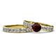 1 - Salana Classic Red Garnet and Diamond Bridal Set Ring 
