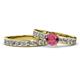 1 - Salana Classic Rhodolite Garnet and Diamond Bridal Set Ring 