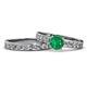 1 - Salana Classic Emerald and Diamond Bridal Set Ring 