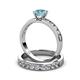 3 - Salana Classic Aquamarine and Diamond Bridal Set Ring 