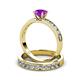 3 - Salana Classic Amethyst and Diamond Bridal Set Ring 