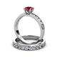 3 - Salana Classic Rhodolite Garnet and Diamond Bridal Set Ring 