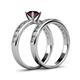 4 - Salana Classic Red Garnet and Diamond Bridal Set Ring 