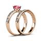 4 - Salana Classic Pink Tourmaline and Diamond Bridal Set Ring 