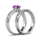 4 - Salana Classic Amethyst and Diamond Bridal Set Ring 
