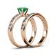 4 - Salana Classic Emerald and Diamond Bridal Set Ring 