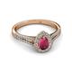 2 - Raisa Desire Pear Cut Rhodolite Garnet and Diamond Halo Engagement Ring 