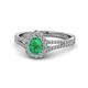 Raisa Desire Pear Cut Emerald and Diamond Halo Engagement Ring 