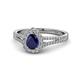1 - Raisa Desire Pear Cut Blue Sapphire and Diamond Halo Engagement Ring 