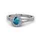 1 - Raisa Desire Pear Cut London Blue Topaz and Diamond Halo Engagement Ring 