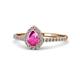 1 - Alba Desire Pear Cut Pink Sapphire and Diamond Halo Engagement Ring 
