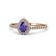 1 - Alba Desire Pear Cut Iolite and Diamond Halo Engagement Ring 