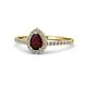 1 - Alba Desire Pear Cut Red Garnet and Diamond Halo Engagement Ring 