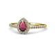 1 - Alba Desire Pear Cut Rhodolite Garnet and Diamond Halo Engagement Ring 