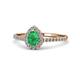 1 - Alba Desire Pear Cut Emerald and Diamond Halo Engagement Ring 