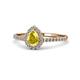 1 - Alba Desire Pear Cut Yellow Sapphire and Diamond Halo Engagement Ring 