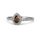 1 - Alba Desire Pear Cut Smoky Quartz and Diamond Halo Engagement Ring 