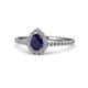 1 - Alba Desire Pear Cut Blue Sapphire and Diamond Halo Engagement Ring 