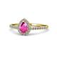 1 - Alba Desire Pear Cut Pink Sapphire and Diamond Halo Engagement Ring 