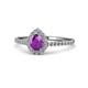 1 - Alba Desire Pear Cut Amethyst and Diamond Halo Engagement Ring 