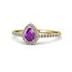 1 - Alba Desire Pear Cut Amethyst and Diamond Halo Engagement Ring 