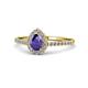 1 - Alba Desire Pear Cut Iolite and Diamond Halo Engagement Ring 