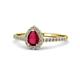 1 - Alba Desire Pear Cut Ruby and Diamond Halo Engagement Ring 