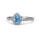 1 - Alba Desire Pear Cut Blue Topaz and Diamond Halo Engagement Ring 