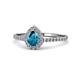 1 - Alba Desire Pear Cut London Blue Topaz and Diamond Halo Engagement Ring 