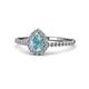 1 - Alba Desire Pear Cut Aquamarine and Diamond Halo Engagement Ring 