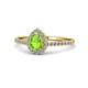 1 - Alba Desire Pear Cut Peridot and Diamond Halo Engagement Ring 