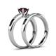 4 - Merlyn Classic Red Garnet and Diamond Bridal Set Ring 