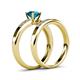 4 - Merlyn Classic London Blue Topaz and Diamond Bridal Set Ring 