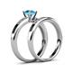 4 - Merlyn Classic Blue Topaz and Diamond Bridal Set Ring 
