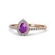 1 - Arella Desire Pear Cut Amethyst and Diamond Halo Engagement Ring 
