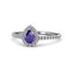 Arella Desire Pear Cut Iolite and Diamond Halo Engagement Ring 