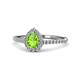 Arella Desire Pear Cut Peridot and Diamond Halo Engagement Ring 