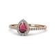 1 - Arella Desire Pear Cut Rhodolite Garnet and Diamond Halo Engagement Ring 