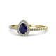 1 - Arella Desire Pear Cut Blue Sapphire and Diamond Halo Engagement Ring 
