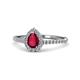1 - Arella Desire Pear Cut Ruby and Diamond Halo Engagement Ring 