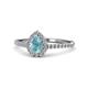 1 - Arella Desire Pear Cut Aquamarine and Diamond Halo Engagement Ring 