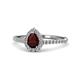 1 - Arella Desire Pear Cut Red Garnet and Diamond Halo Engagement Ring 