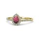Arella Desire Pear Cut Rhodolite Garnet and Diamond Halo Engagement Ring 